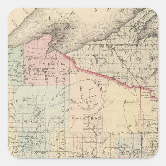 Wisconsin Quadratischer Aufkleber (Vorderseite)