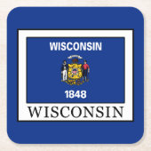 Wisconsin Rechteckiger Pappuntersetzer (Vorderseite)