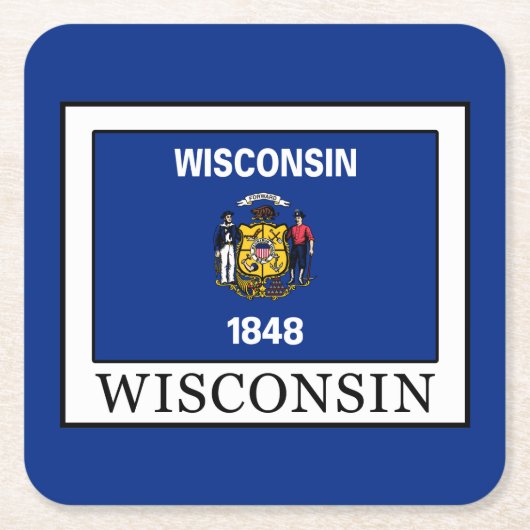 Wisconsin Rechteckiger Pappuntersetzer (Vorderseite)