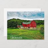 Wisconsin Red Barn Farm Landschaftlich View Postka Postkarte (Vorne/Hinten)