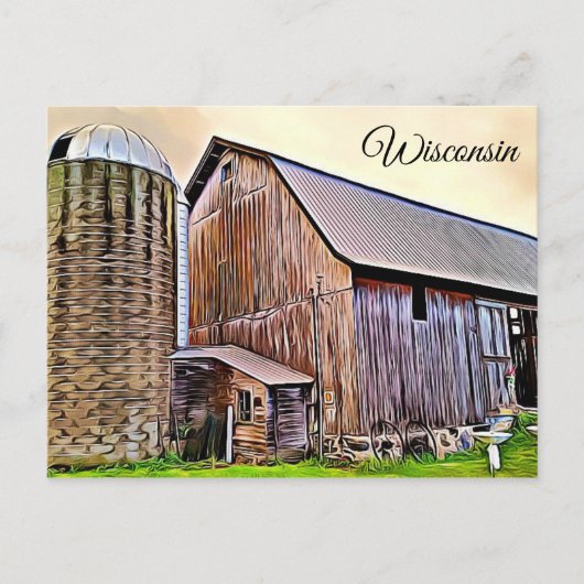 Wisconsin Red Barn Farm Postcard Postkarte (Vorderseite)