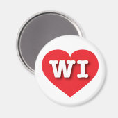 Wisconsin Red Heart - I Liebe WI Magnet (Vorderseite/Rückseite)