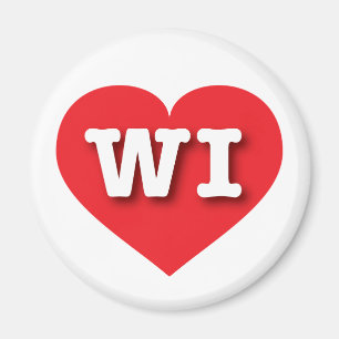 Wisconsin Red Heart - I Liebe WI Magnet