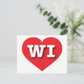 Wisconsin Red Heart - I Liebe WI Postkarte (Stehend Vorderseite)
