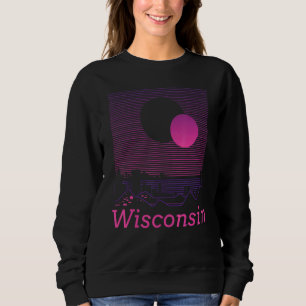 Wisconsin Retro Vintag Mountain Grid 80er 90s Aest Sweatshirt