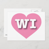 Wisconsin Rosa Herz - I Liebe WI Postkarte (Vorne/Hinten)