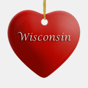 Wisconsin Rotes Herz Keepake-Ornament Keramik Ornament