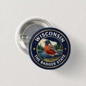 🐦 Wisconsin-Rotkehlchen-Badger-Erbe Button (Vorne & Hinten)