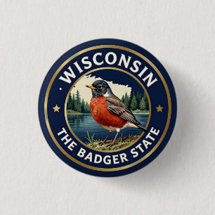 🐦 Wisconsin-Rotkehlchen-Badger-Erbe Button