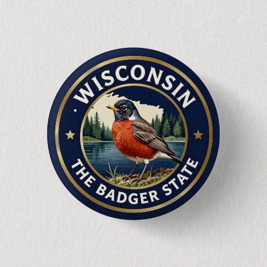 🐦 Wisconsin-Rotkehlchen-Badger-Erbe Button (Vorderseite)
