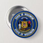 Wisconsin Round Emblem Button (Vorne & Hinten)