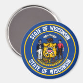 Wisconsin Round Emblem Magnet (Vorderseite/Rückseite)