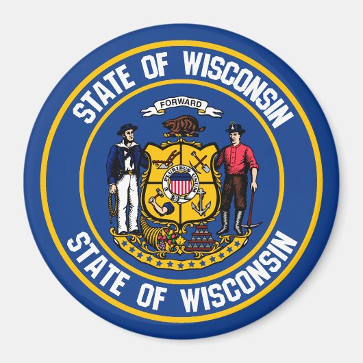 Wisconsin Round Emblem Magnet (Vorne)