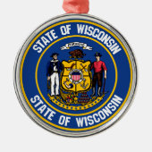 Wisconsin Round Emblem Ornament Aus Metall (Vorne)