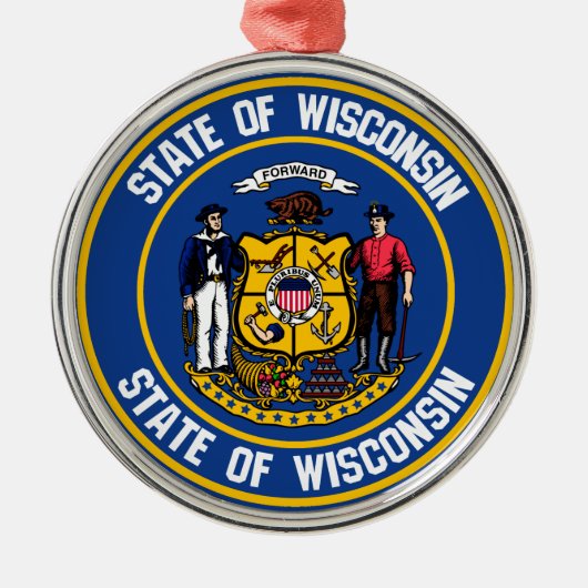 Wisconsin Round Emblem Ornament Aus Metall (Vorne)