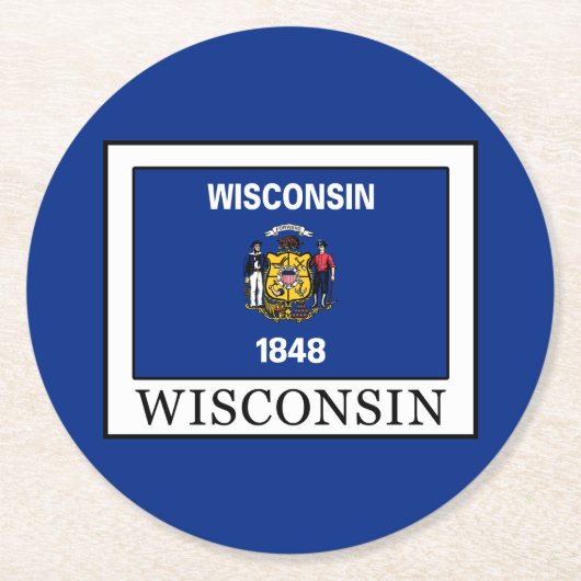 Wisconsin Runder Pappuntersetzer (Vorderseite)