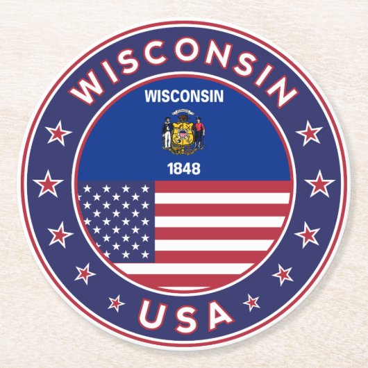 Wisconsin Runder Pappuntersetzer (Vorderseite)