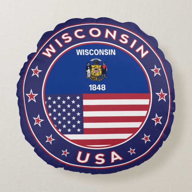 Wisconsin Rundes Kissen (Vorderseite)