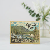 Wisconsin Save the Date Mountain River Snow Ankündigungspostkarte (Stehend Vorderseite)