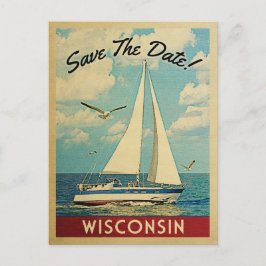 Wisconsin Save the Date Sailboat Nautical Ankündigungspostkarte