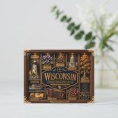 Wisconsin Shadow Box 3D Figurine Staat Postkarte (Stehend Vorderseite)