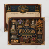 Wisconsin Shadow Box 3D Figurine Staat Postkarte (Vorne/Hinten)