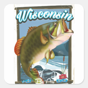 Wisconsin Staat Angelposter Quadratischer Aufkleber