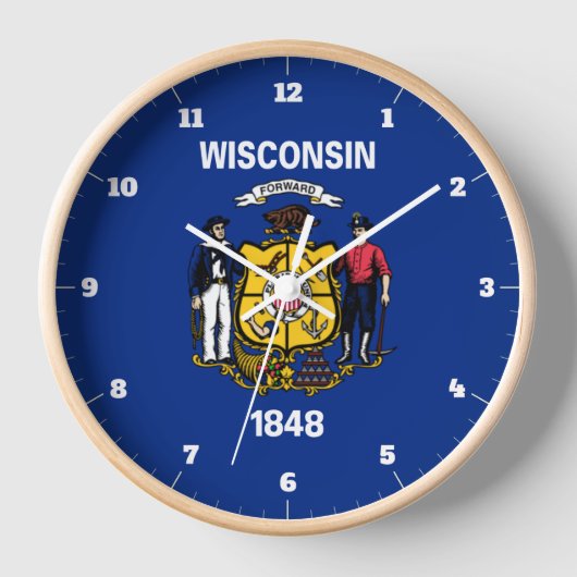 WISCONSIN STAAT FLAG UHR (Vorderseite)