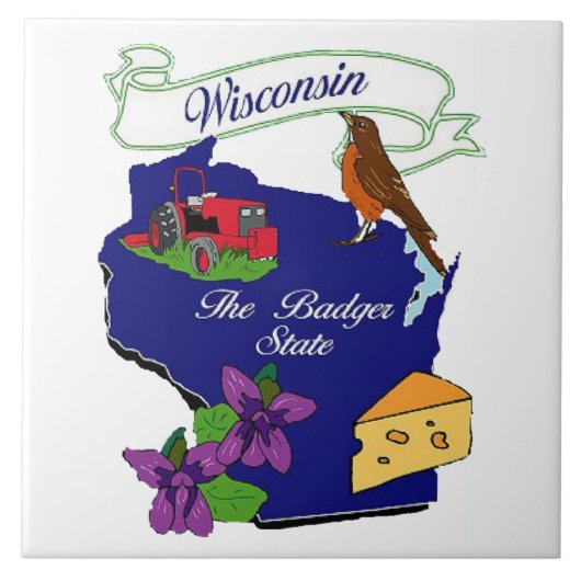 Wisconsin-Staat Fliese (Vorderseite)