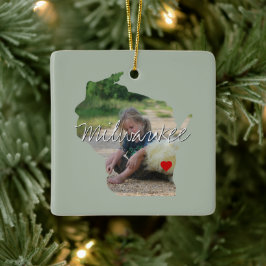 Wisconsin Staat Foto Einfügung und Ortsname Keramikornament
