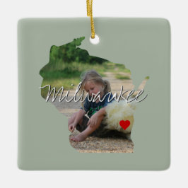 Wisconsin Staat Foto Einfügung und Ortsname Keramikornament