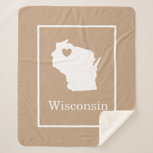 Wisconsin Staat Karte mit Herzform Sherpadecke (Vorderseite)