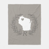 Wisconsin-Staat-Kartensatz-Blätter Monogramm Fleecedecke (Vorderseite)
