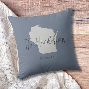 Wisconsin Staat Kontur Minimal Throw Kissen