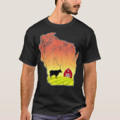 Wisconsin Staat Milchfarm Bauer Cow Barn T-Shirt (Vorderseite)