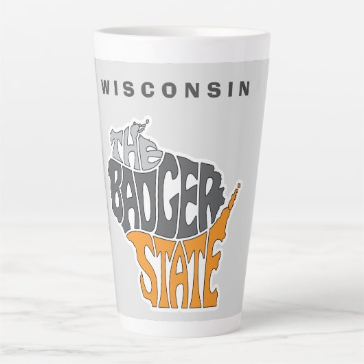 Wisconsin Staat Nickname Word Art Milchtasse (Vorderseite)