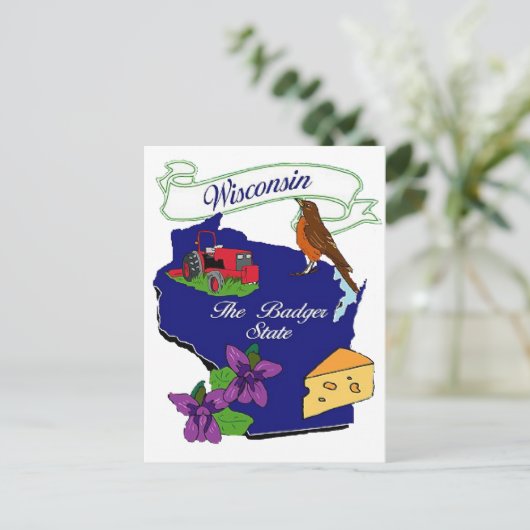Wisconsin Staat Postkarte (Stehend Vorderseite)