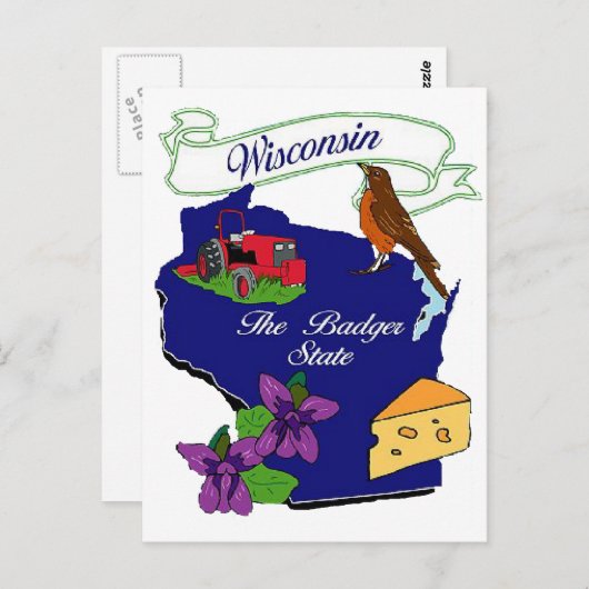 Wisconsin Staat Postkarte (Vorne/Hinten)