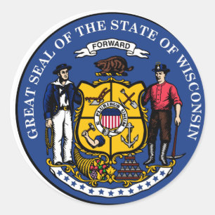Wisconsin Staat Siegel Runder Aufkleber