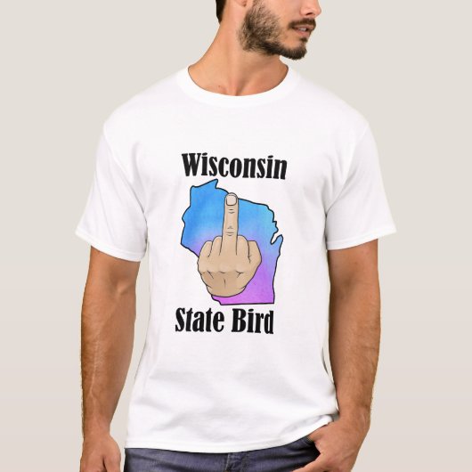 Wisconsin Staat Vogel T - Shirt Mittelfinger (Vorderseite)