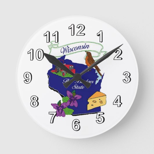 Wisconsin Staat Wall Clock Runde Wanduhr (Vorderseite)