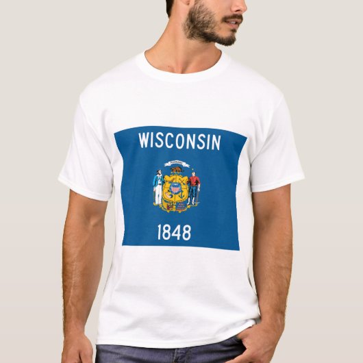 Wisconsin-Staats-Flagge T-Shirt (Vorderseite)