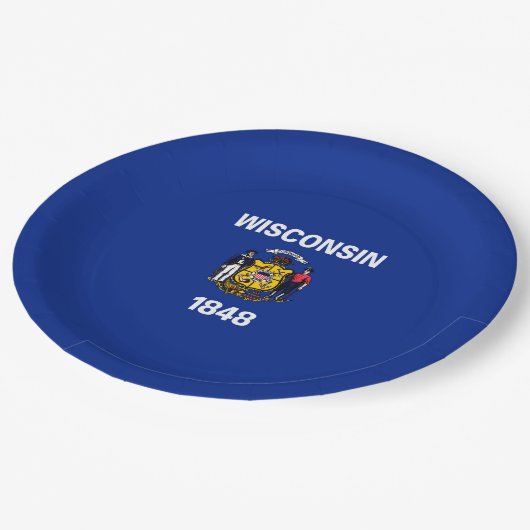 Wisconsin-Staats-Flaggen-Entwurf Pappteller (Schrägansicht)