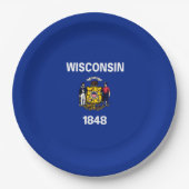 Wisconsin-Staats-Flaggen-Entwurf Pappteller (Vorderseite)