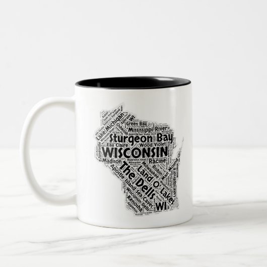 Wisconsin-Staats-Wort-Wolke Zweifarbige Tasse (Links)