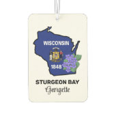Wisconsin Staatsflagge und Blume Blaues Violett Autolufterfrischer (Rückseite)