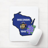 Wisconsin State Flag & Blume Common Blue Violet Mousepad (Mit Mouse)