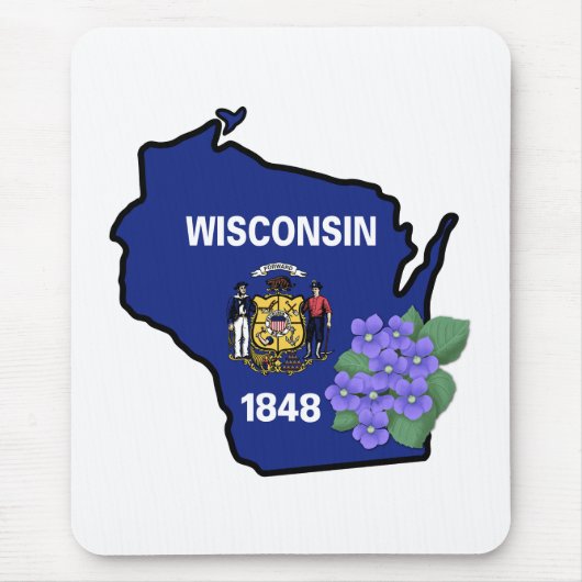 Wisconsin State Flag & Blume Common Blue Violet Mousepad (Vorne)