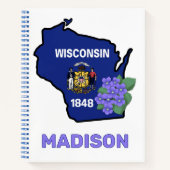 Wisconsin State Flag & Blume Common Blue Violet Notizblock (Vorderseite)