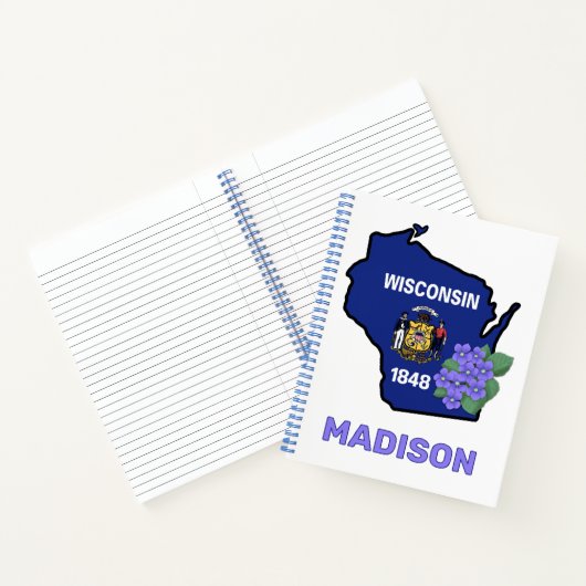 Wisconsin State Flag & Blume Common Blue Violet Notizblock (Innenseite)
